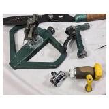 Gardening Tools and Accessories Lot including Flexi-Flowa-Planta Planter, Garden Shears, and Sprinkler