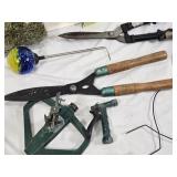 Gardening Tools and Accessories Lot including Flexi-Flowa-Planta Planter, Garden Shears, and Sprinkler
