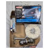 Craftsman Air Compressor/Inflator, Buffing Wheel, Trailer Hitch Ball, and Clamps