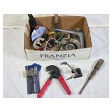 Box of Mixed Hand Tools and Hardware Parts