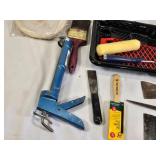 Painting and Decorating Tools including Rollers, Brushes, and Scrapers