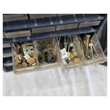 Vintage Metal and Plastic Storage Cabinets with Assorted Hardware