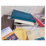 Lot of Office Supplies including Ring Binder Indexes, Specialty Papers, and Various Binders and Folders