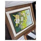 Framed Abstract Art, Floral Print, and Mirror Set - Earthy Tones and Wildflower Motifs