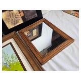 Framed Abstract Art, Floral Print, and Mirror Set - Earthy Tones and Wildflower Motifs