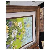 Framed Abstract Art, Floral Print, and Mirror Set - Earthy Tones and Wildflower Motifs
