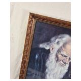 Framed Painting of an Elderly Man Writing