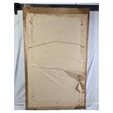 Wooden Ship Sculpture in Frame on Red Velvet Background  23.5x38.5