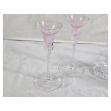 Set of Glass Candle Holders and Candlesticks