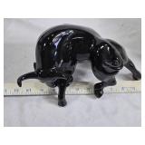 Black Ceramic Bull Figurines Set - About 8" Tall
