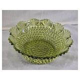 Green Glass Hobnail Bowl
