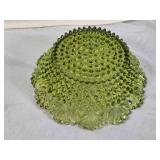 Green Glass Hobnail Bowl