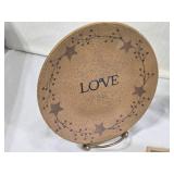 Decorative Home Decor Items including Painted Plates, Stained Glass, and Ornaments