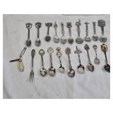 Set of Vintage Souvenir Spoons and Collectible Fork - Some Pewter