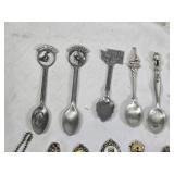 Set of Vintage Souvenir Spoons and Collectible Fork - Some Pewter