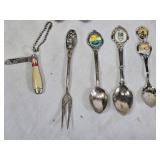 Set of Vintage Souvenir Spoons and Collectible Fork - Some Pewter
