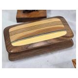Set of Hand-Carved Wooden Sculptures and Box