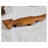 Set of Hand-Carved Wooden Sculptures and Box
