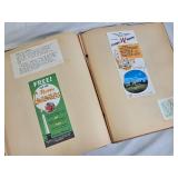 Travel Scrapbook with Brochures and Memorabilia from various destinations like Montreal, Door County, Disneyland, England, Belgium, Denmark, and more