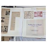 Travel Scrapbook with Brochures and Memorabilia from various destinations like Montreal, Door County, Disneyland, England, Belgium, Denmark, and more