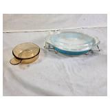 Pyrex 1.5 Quart Casserole Dish with Lid and Amber Bowl