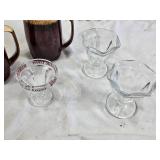 Brown Ceramic Mugs and Glass Dessert Cups Set