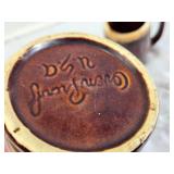 Brown Ceramic Mugs and Glass Dessert Cups Set
