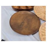 Wooden Serving Tray and Woven Paper Plate Holders