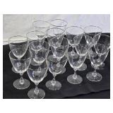 Set of 14 Silver Rimmed Wine Glasses