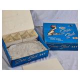 Lot of 2 Anchor Hocking Serva-Snack Set with Four Serving Trays and Four Cups
