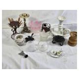 Vintage and Decorative Candle Holders and Accessories including Metal, Ceramic, and Glass Designs