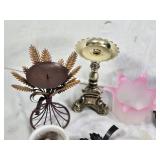 Vintage and Decorative Candle Holders and Accessories including Metal, Ceramic, and Glass Designs