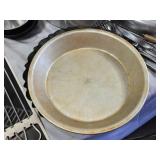 Vintage Kitchen Items including Wilton Performance Pans, Yellow Pot, and Assorted Cookware