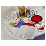 Various Kitchen Tools and Small Appliances including Zyliss Blitzhacker Food Chopper, Cuisinart Microwave Popcorn Maker, and Other Accessories