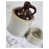 Stoneware Jug, Crock, and Bread Warmer Set with Decorative Trivet