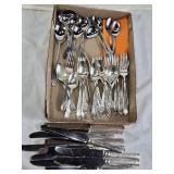 Viners and Oneida Stainless Steel Flatware Set including Knives, Forks, Spoons, and Serving Utensils