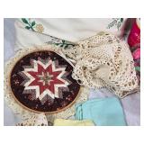Vintage Sewing Box with Supplies and Embroidery Items