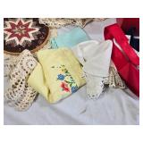 Vintage Sewing Box with Supplies and Embroidery Items
