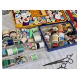 Sewing Kit with Thread Spools, Scissors (Solingen and Jaguar), and Accessorie