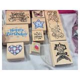 Craft Supplies and Tools including Rubber Stamps, Embossing Heat Tool, Oil Pastels, and Accessories