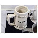 Assorted Drinkware Collection including Claremont Graduate School Mug, Geigy Agricultural Chemicals Stein, and 50th Anniversary Glass