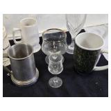 Assorted Drinkware Collection including Claremont Graduate School Mug, Geigy Agricultural Chemicals Stein, and 50th Anniversary Glass