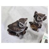 Ski Country Limited Edition Fox Family Figurine and Angel, Owls (damaged), and STingers Ornament