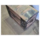 Antique Wooden Trunk with Metal Accents 22" Wide
