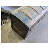 Antique Wooden Trunk with Metal Accents 22" Wide