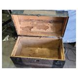 Antique Wooden Trunk with Metal Accents 22" Wide