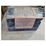 Antique Wooden Trunk with Metal Accents 22" Wide