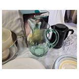 Crown Victoria 82 Oz. Glass Pitcher, Black Electric Kettle, and Assorted Kitchen Items