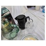 Crown Victoria 82 Oz. Glass Pitcher, Black Electric Kettle, and Assorted Kitchen Items