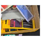 Box of Sewing Supplies including Threads, Bobbins, and Needles, Elastic Bands, and Lace Trim